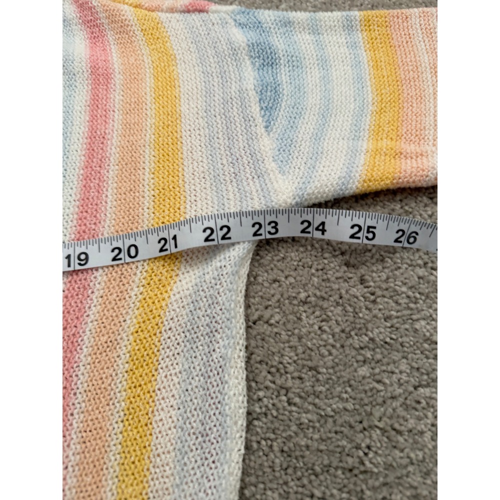 Buc-ee's Womens Pastel Striped Knit Hoodie Sweater V-Neck Medium - Picture 7 of 9